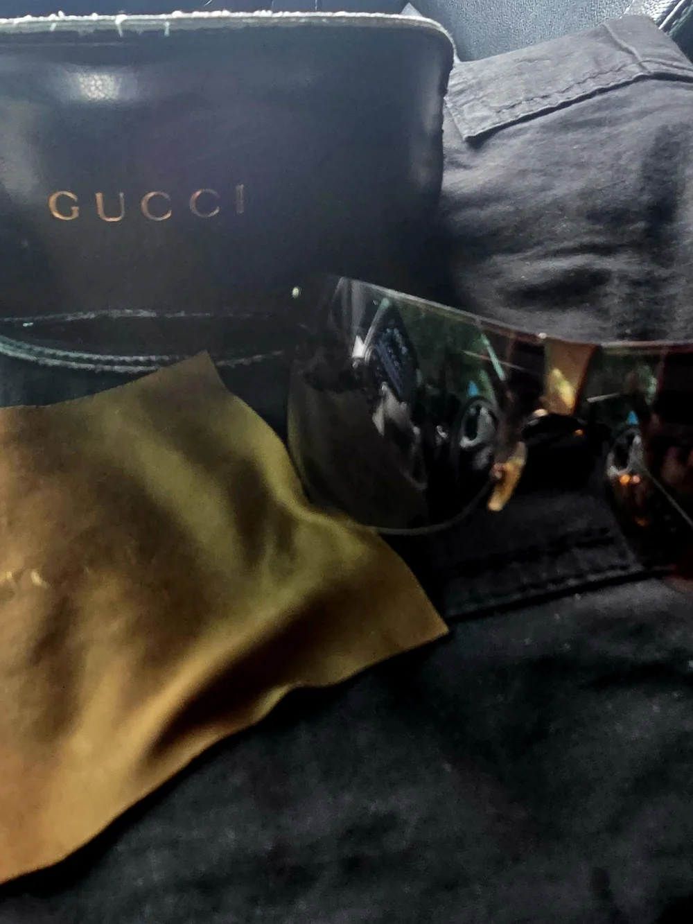 Gucci Women’s Brown Rimless Shield Sunglasses